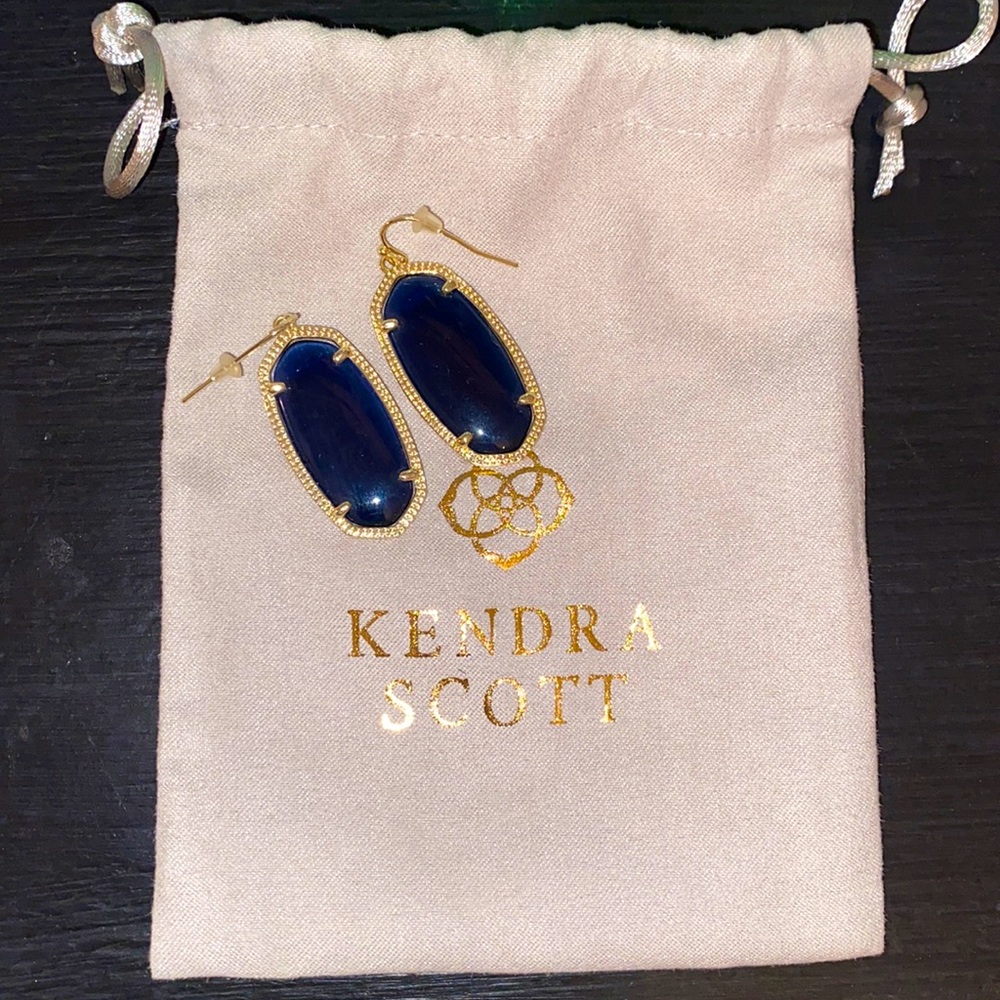 Kendra Scott ELLE Gold Drop Earrings in Dark Blue